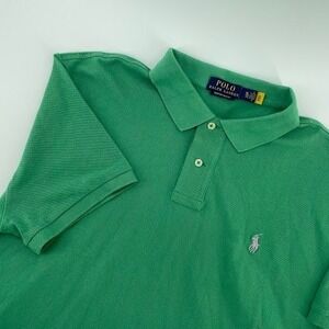 Polo Ralph Lauren Polo Shirt Mens XL Green Custom Slim Fit  Pink Pony Logo